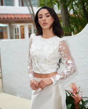 Bryne Floral Appliqué Top