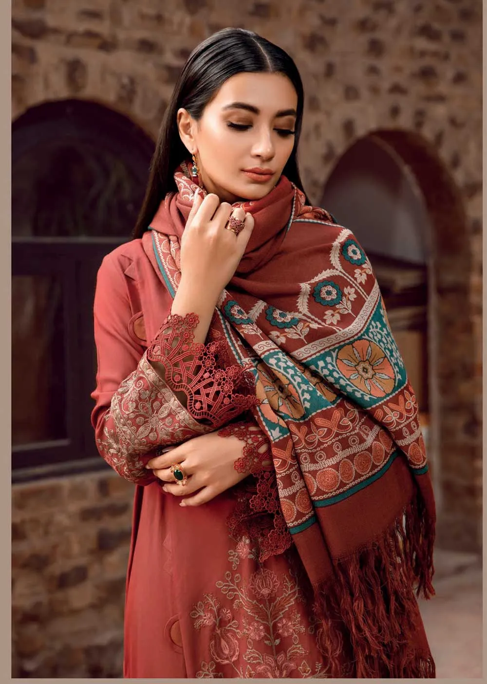 BSL-1602-A - Unstitched -  Maria.B Winter Shawl Collection 2022