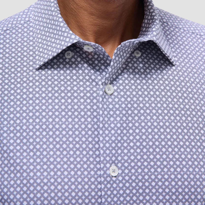 Bugatchi Jules Geometric OoohCotton Long-Sleeve Shirt - Platinum