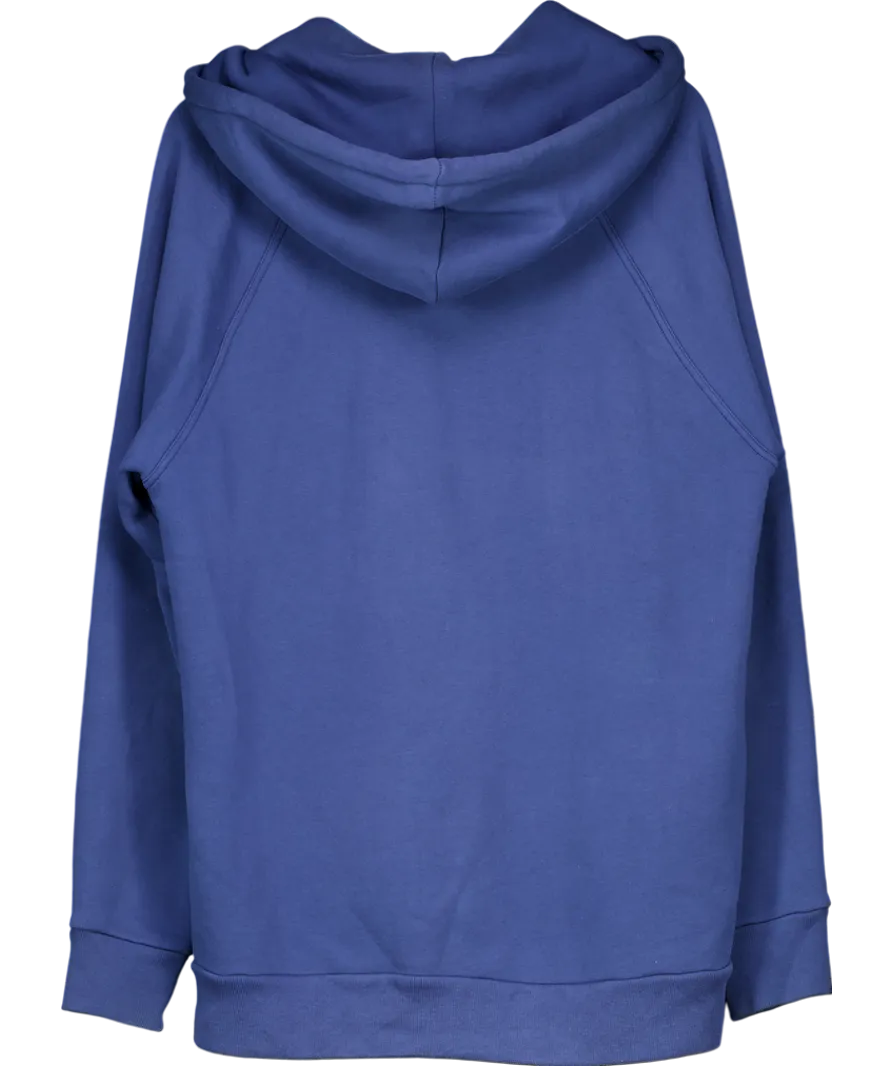 Burberry Blue Logo Embroidered Hoodie UK L