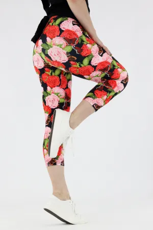 Butterflies n' Roses - Casual Capri Leggings