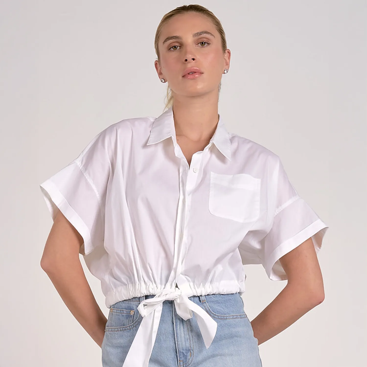 Button Down Short Sleeve Top