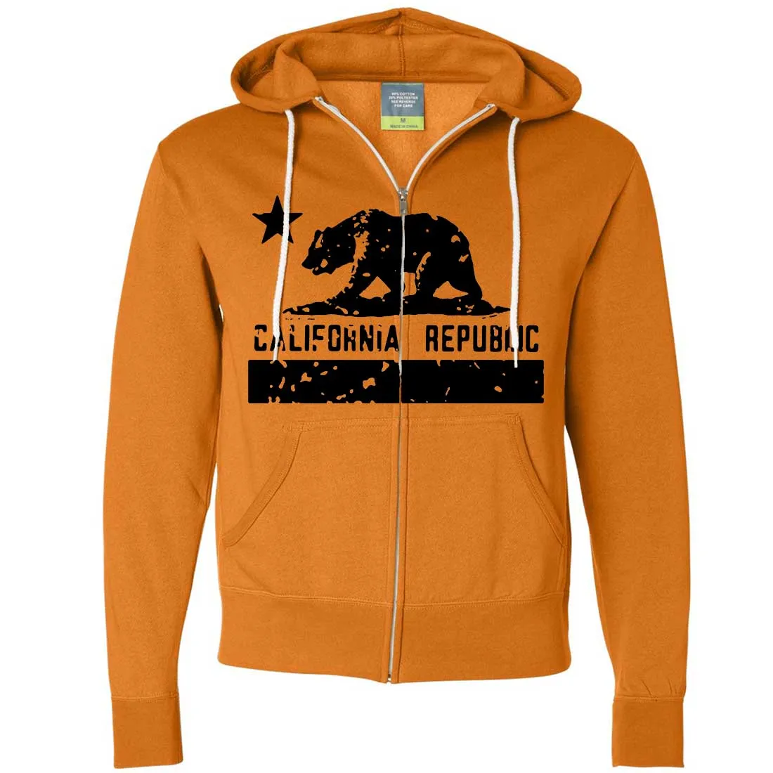 California Flag Black Print Silhouette Zip-Up Hoodie