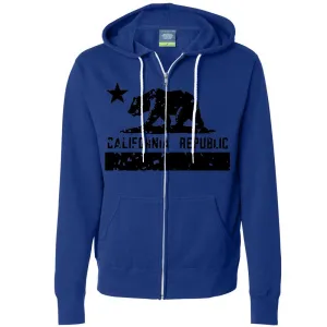 California Flag Black Print Silhouette Zip-Up Hoodie