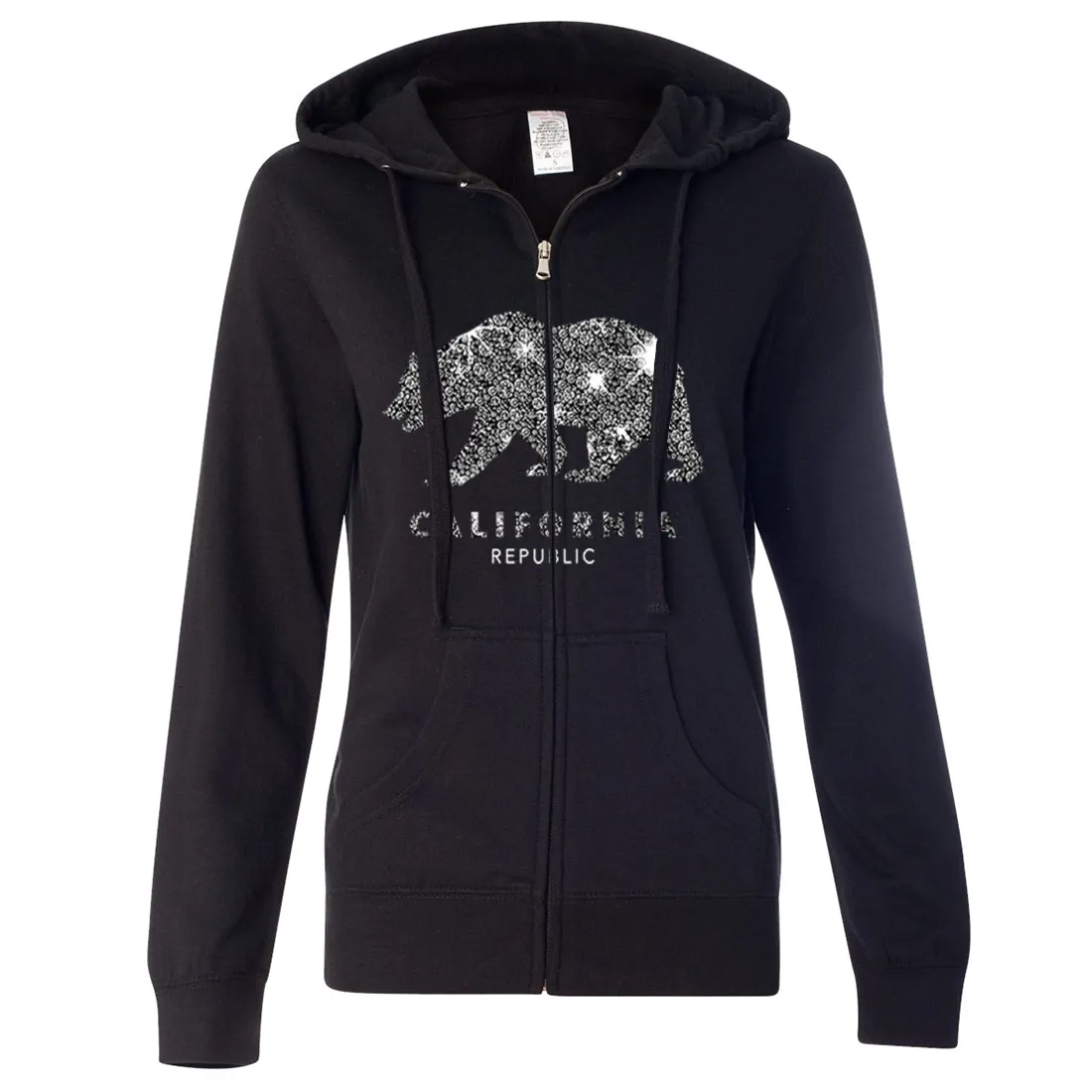 California Republic Sparkle Ladies Lightweight Fitted Zip-Up Hoodie