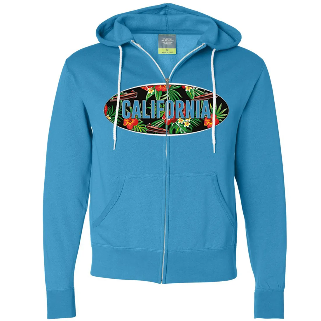 California Tropical Flowers Logo Zip-Up Hoodie