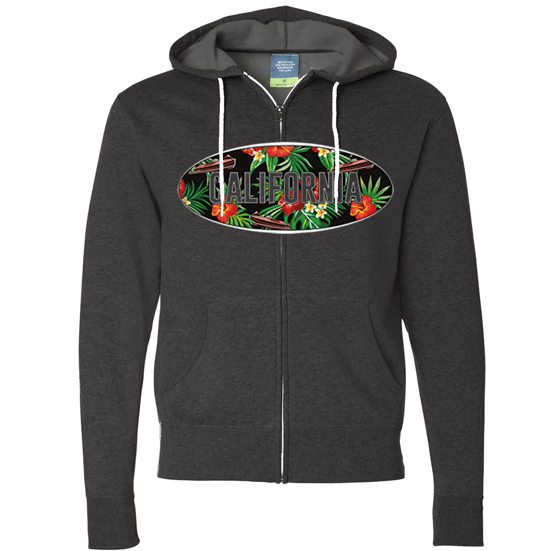 California Tropical Flowers Logo Zip-Up Hoodie