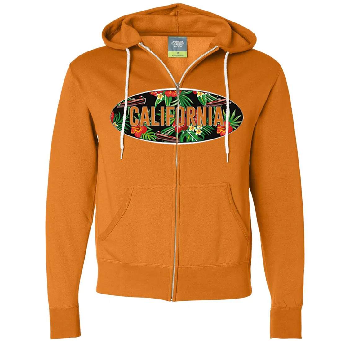 California Tropical Flowers Logo Zip-Up Hoodie