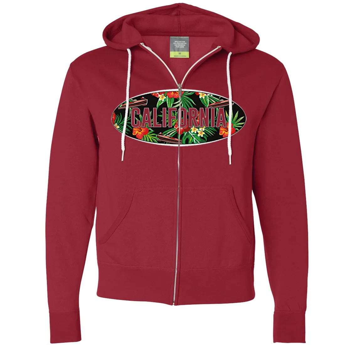 California Tropical Flowers Logo Zip-Up Hoodie