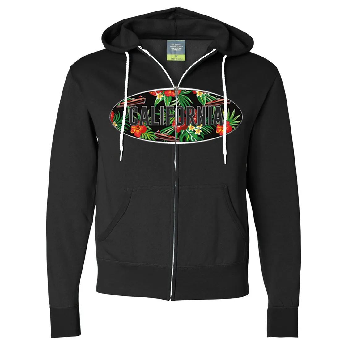 California Tropical Flowers Logo Zip-Up Hoodie