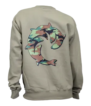 Camo Solid Ladies Crew Sweatshirt