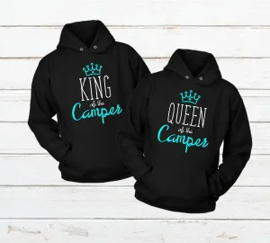 Camping Matching Couples Hoodies King and Queen of the Camper