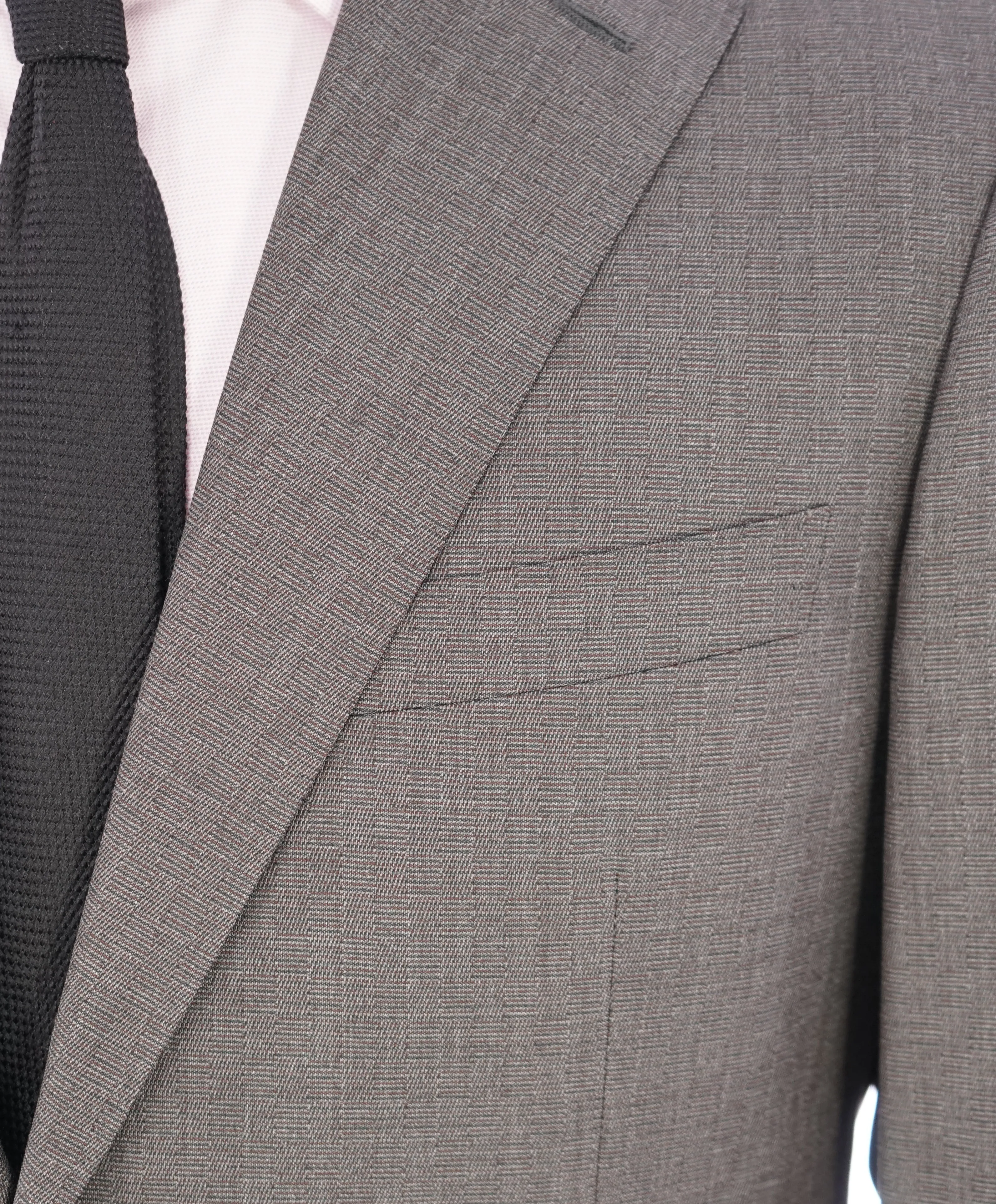 CANALI - Gray & Burgundy * Square Check * Notch Lapel Suit - 38R