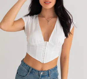 Cap Sleeve V Neck Crop Top