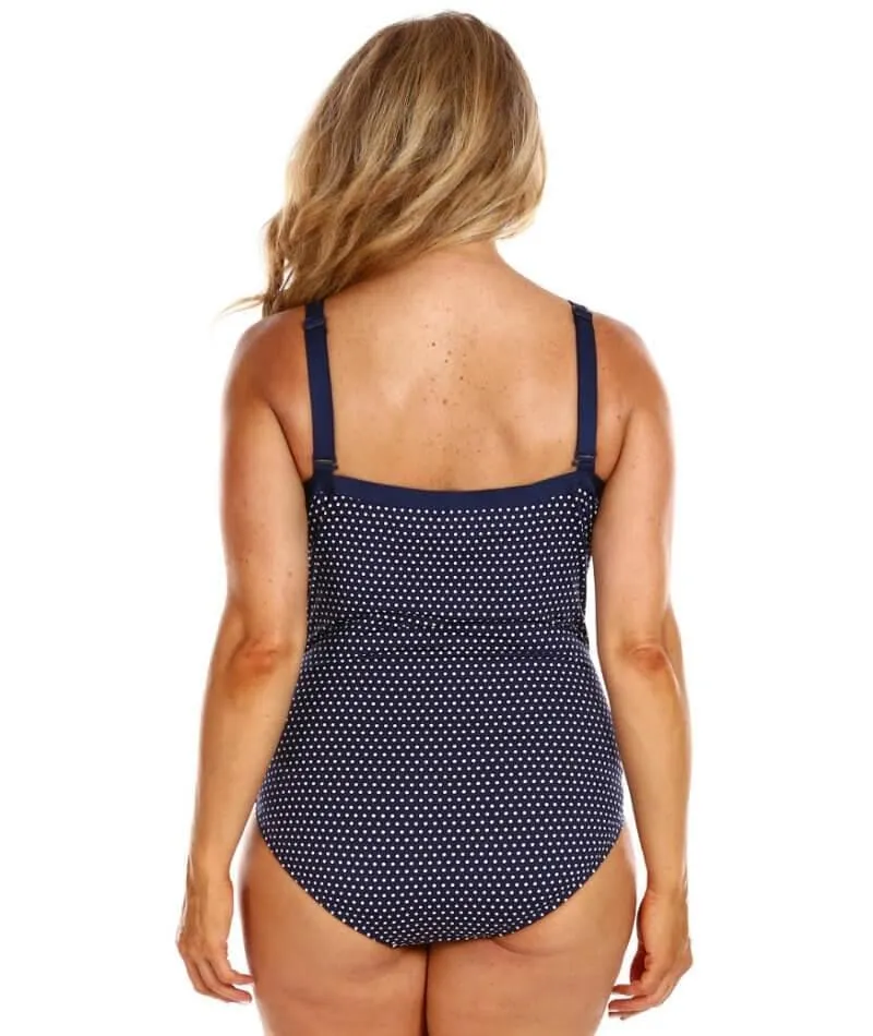 Capriosca Chlorine Resistant Underwire One Piece Swimsuit - Navy & White Dots