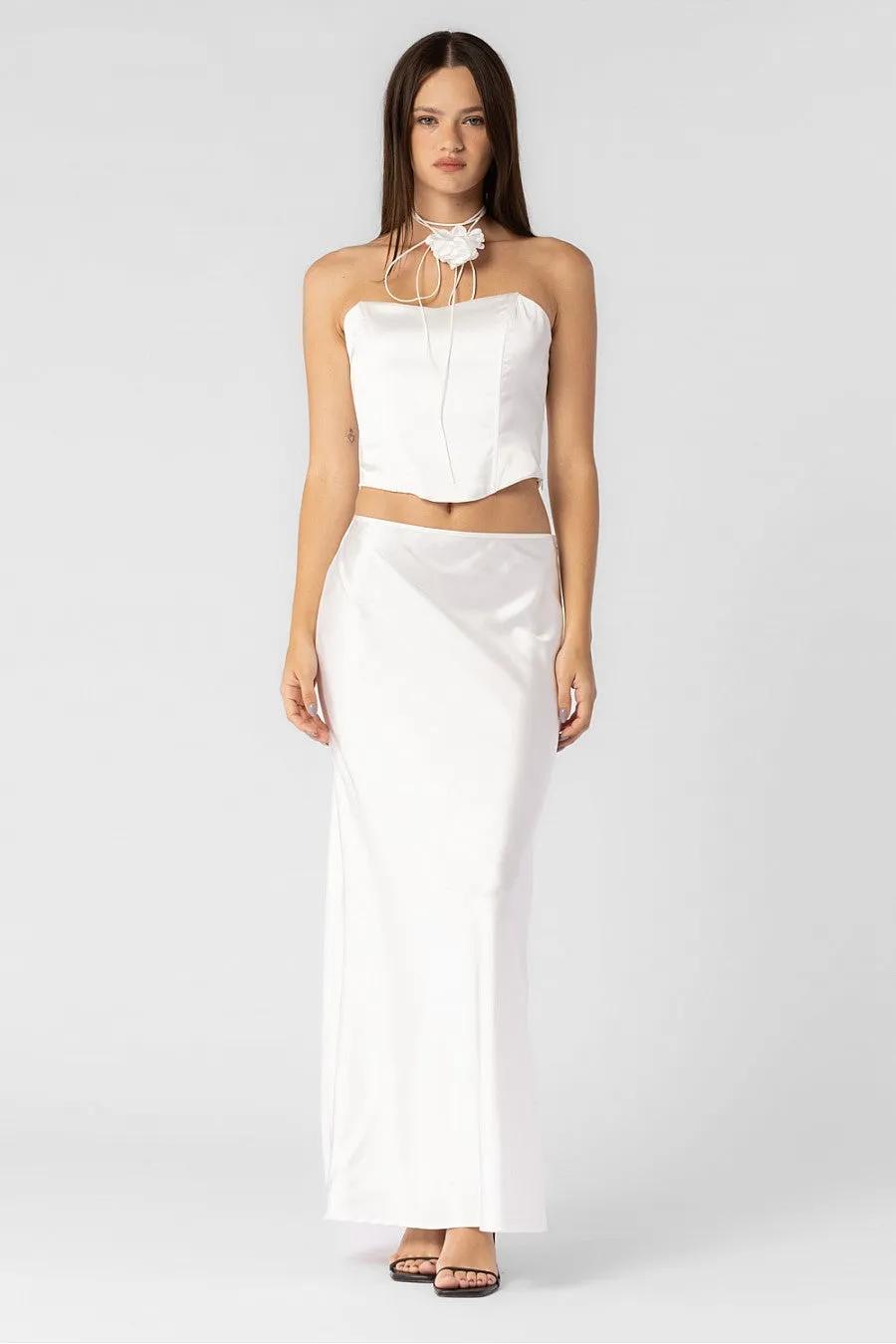 Carmela White Satin Top