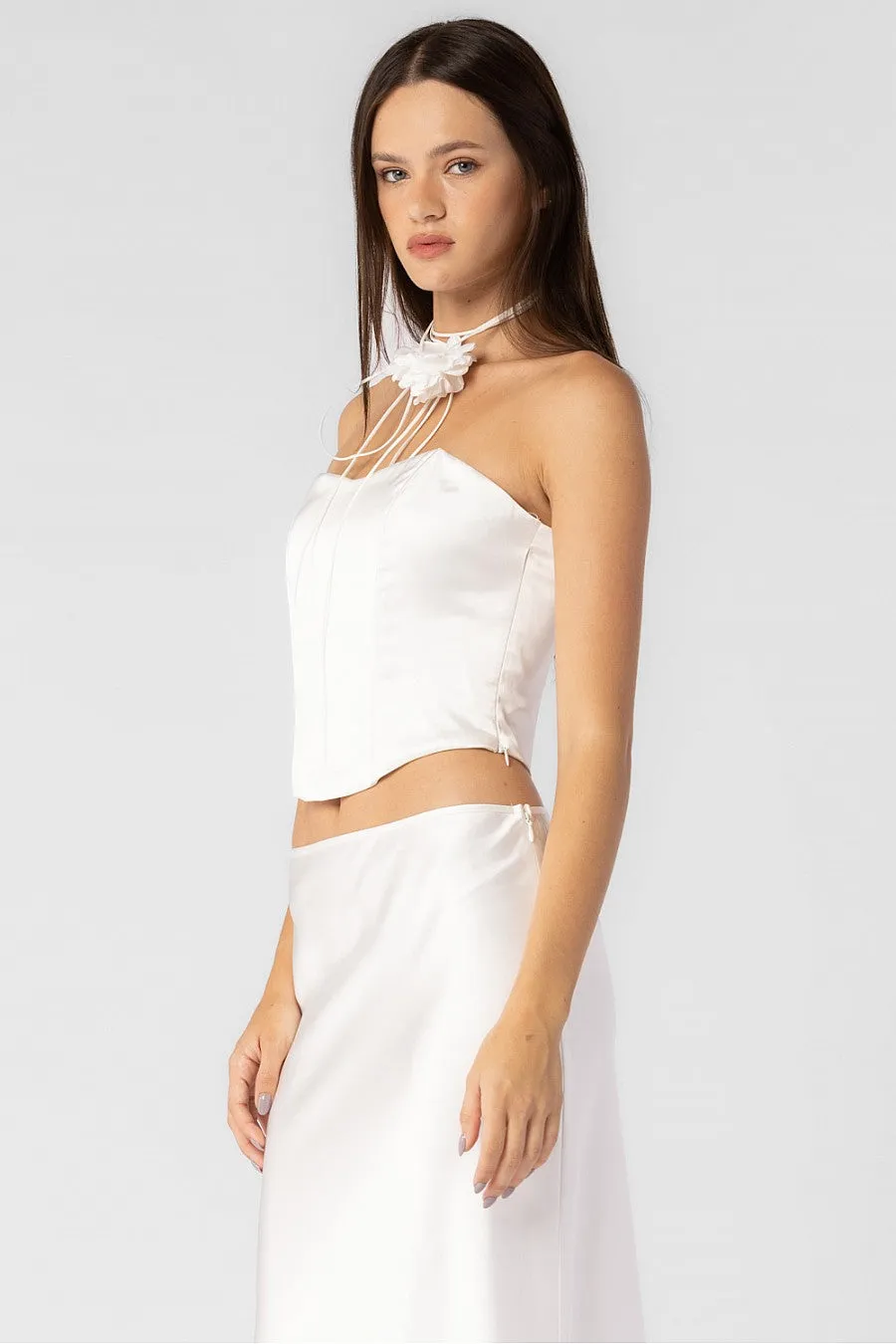 Carmela White Satin Top