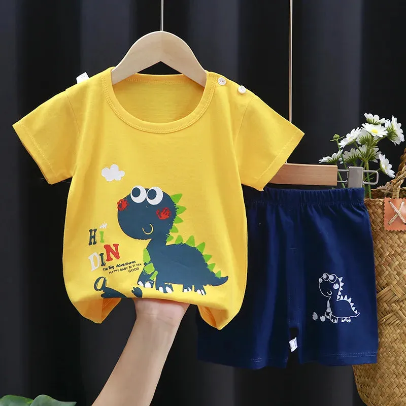 Cartoon Printed 2-Piece Cotton Tracksuits