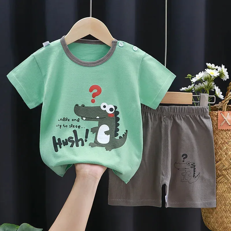 Cartoon Printed 2-Piece Cotton Tracksuits