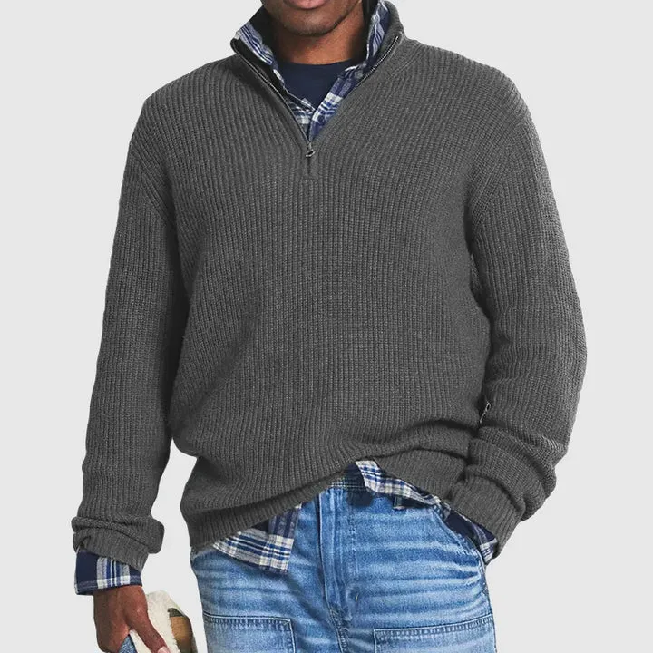 Cashmere blend zip-up sweater: sophisticated style