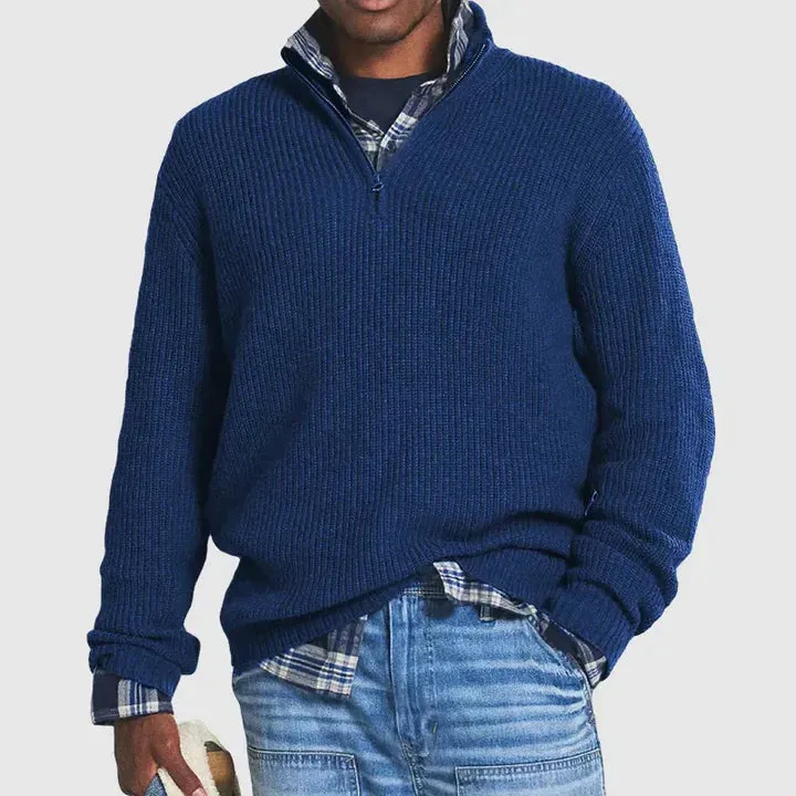 Cashmere blend zip-up sweater: sophisticated style