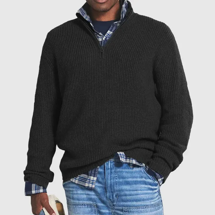 Cashmere blend zip-up sweater: sophisticated style