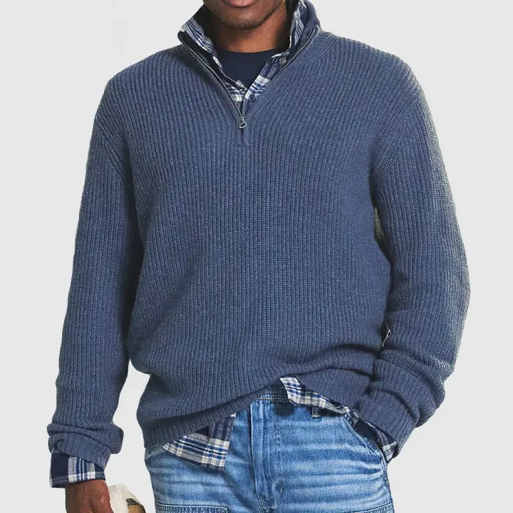 Cashmere blend zip-up sweater: sophisticated style