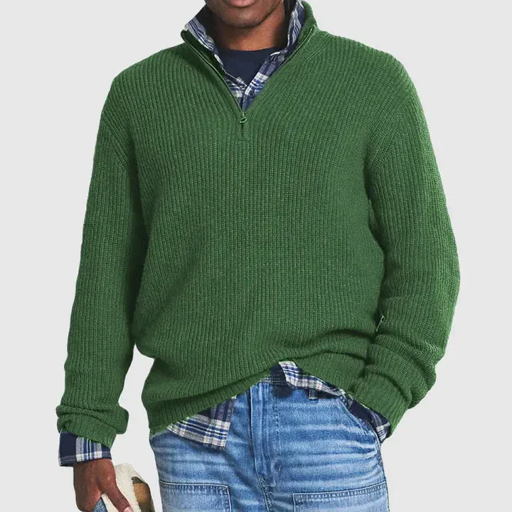 Cashmere blend zip-up sweater: sophisticated style