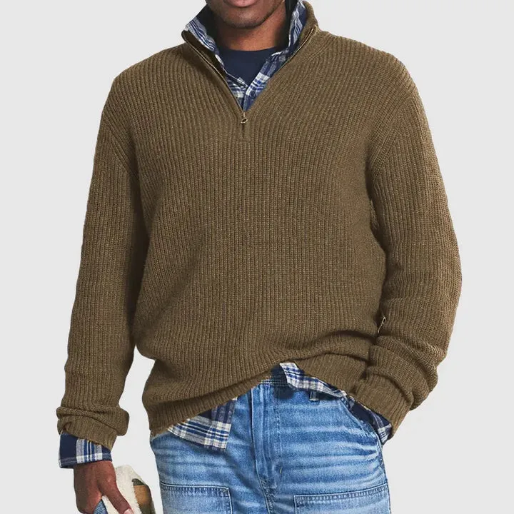 Cashmere blend zip-up sweater: sophisticated style