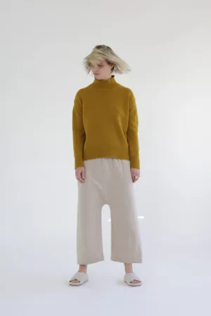 Cashmere wool blended knit baggy pants