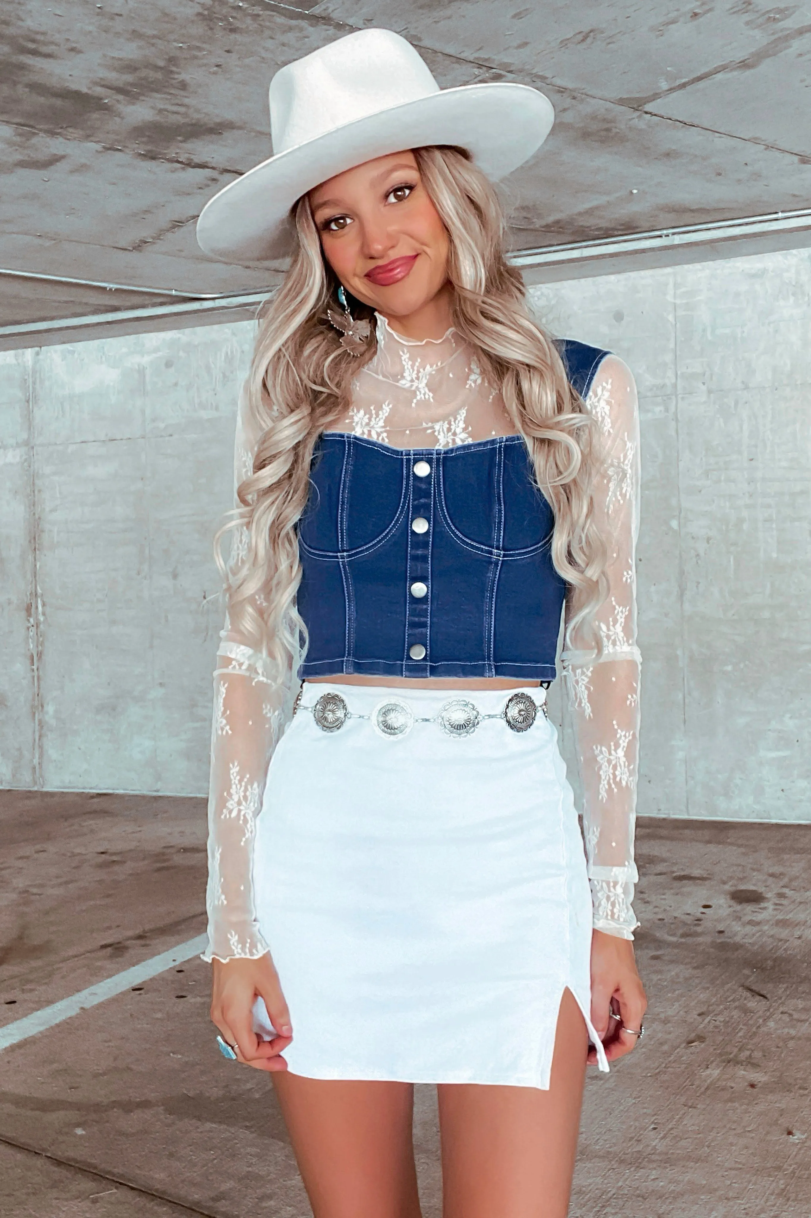 Cassie Denim Top -Dark