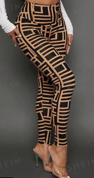 Casual Geometric Print Knitted Leggings
