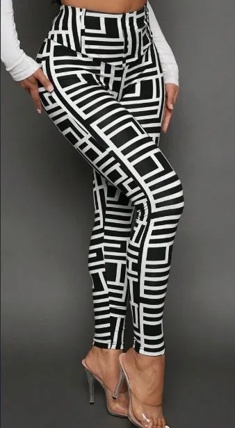 Casual Geometric Print Knitted Leggings