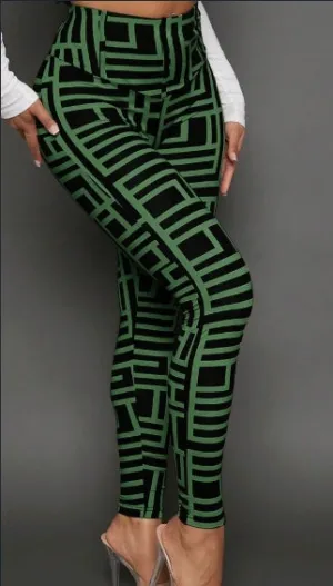 Casual Geometric Print Knitted Leggings