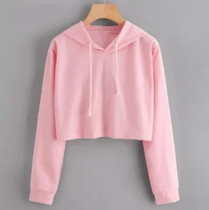 Casual Long Sleeve Pullover Plain Tracksuits 2018 Pink Crop Top Sportswear Sweatshirts