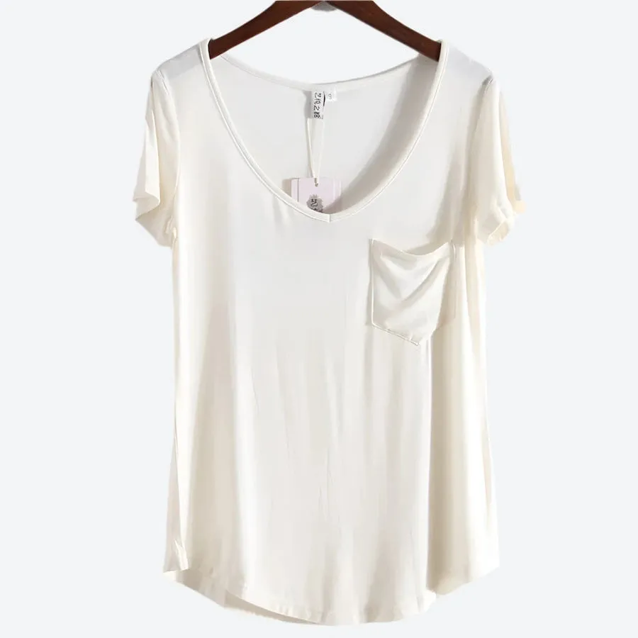 Casual Short-Sleeve V-Neck Tops