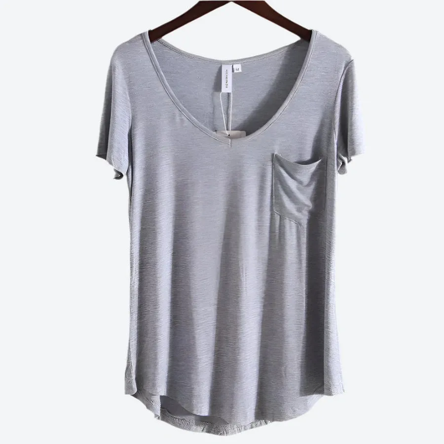 Casual Short-Sleeve V-Neck Tops