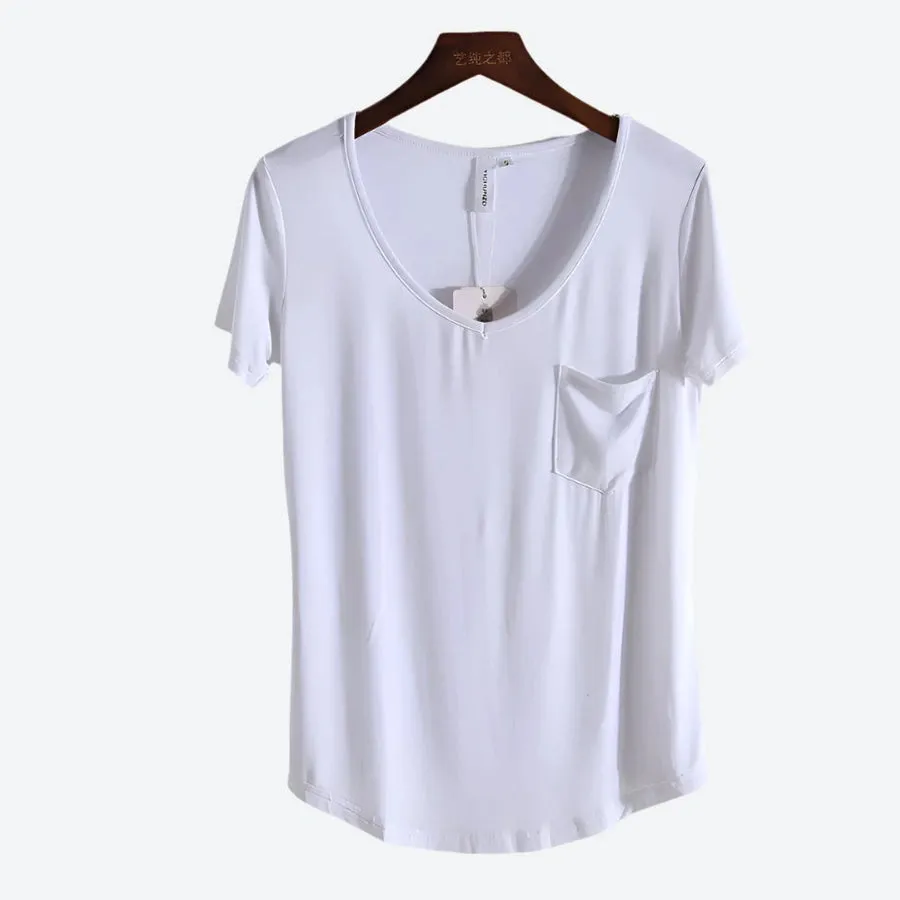 Casual Short-Sleeve V-Neck Tops