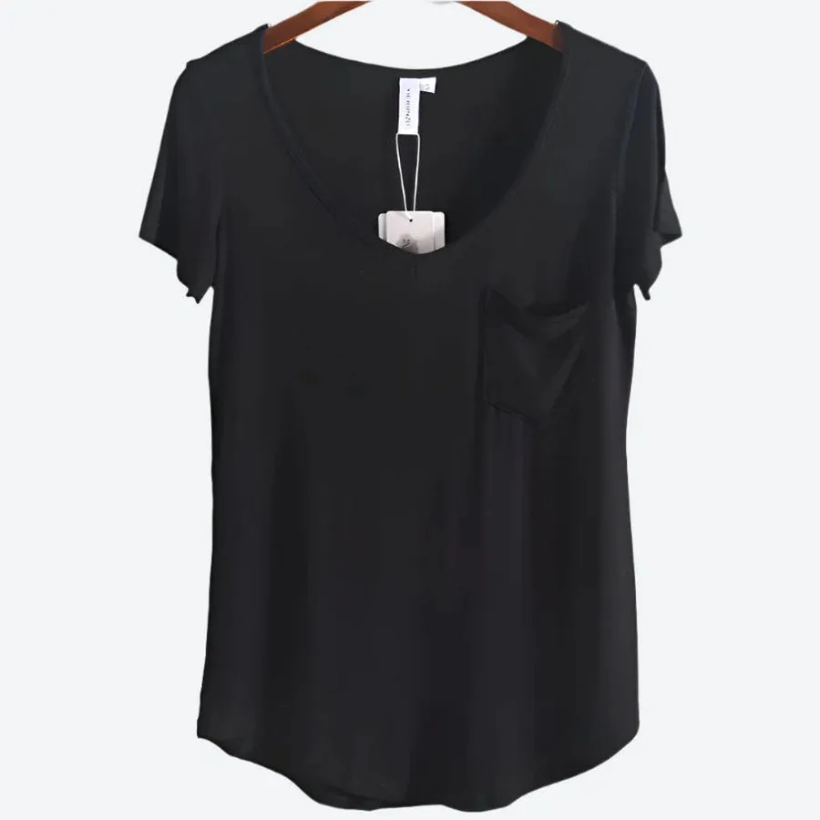 Casual Short-Sleeve V-Neck Tops