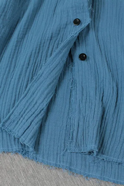Casual Solid Buckle V Neck Tops(5 Colors)