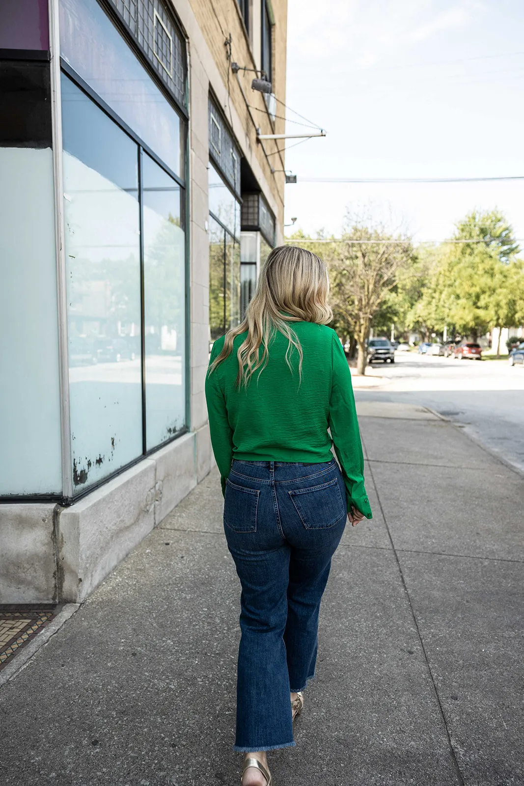 celine tie up top in green
