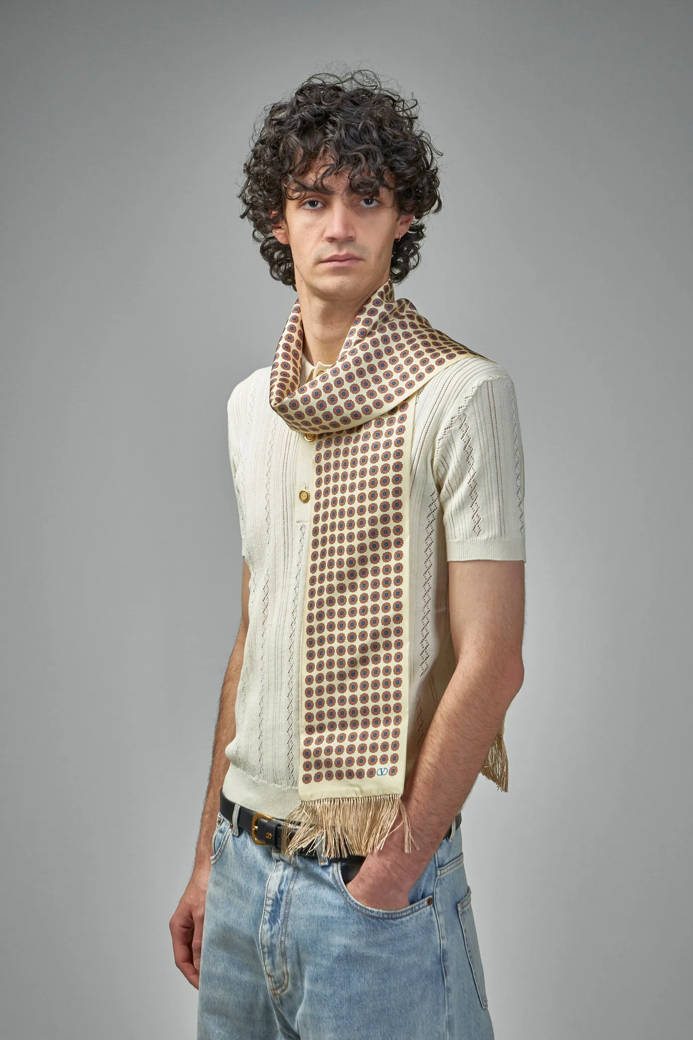 Chamber Silk Bandeau Scarf with Fringe