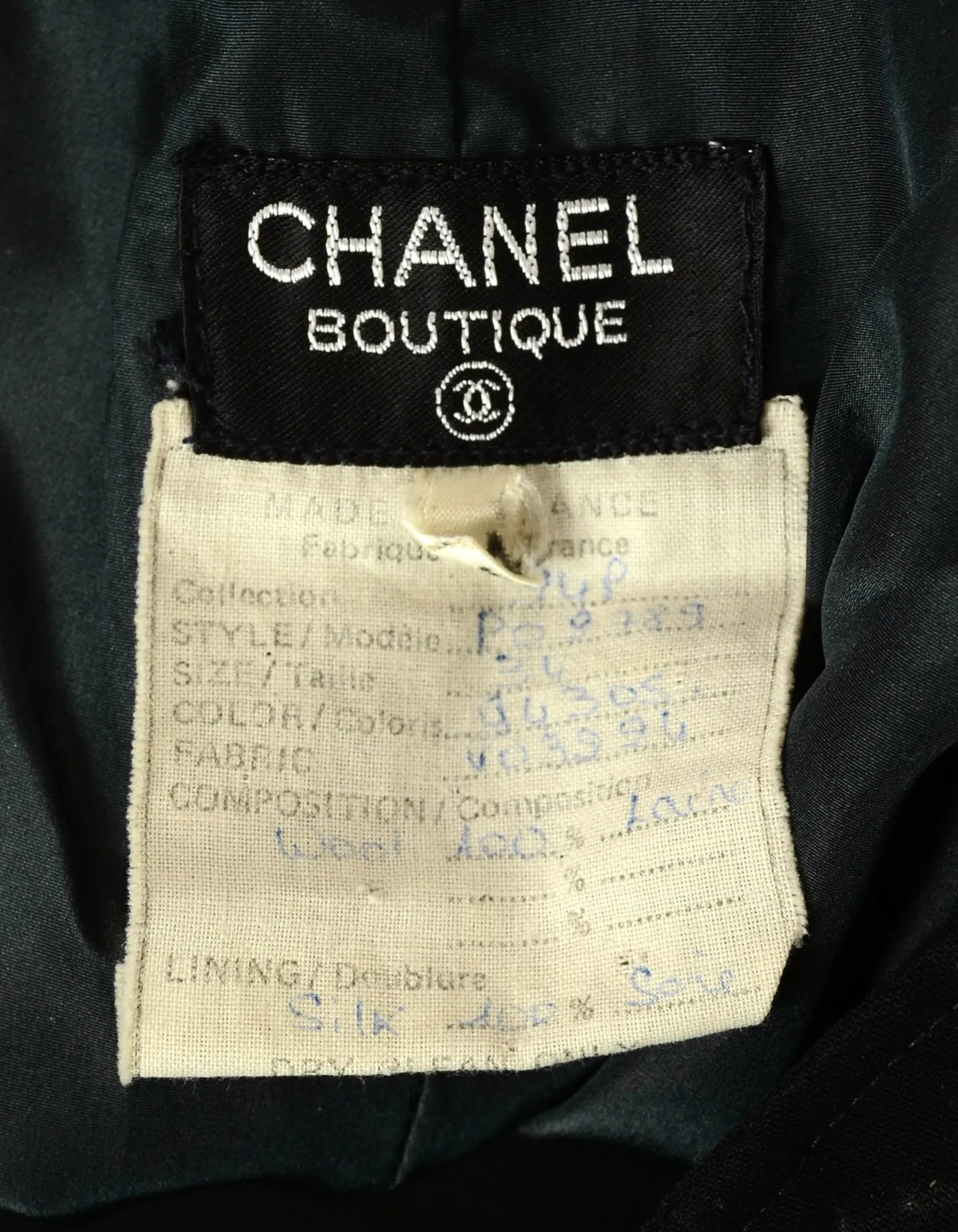 Chanel Vintage Black Wool Sailor Pants w/ 9 CC Buttons sz 34