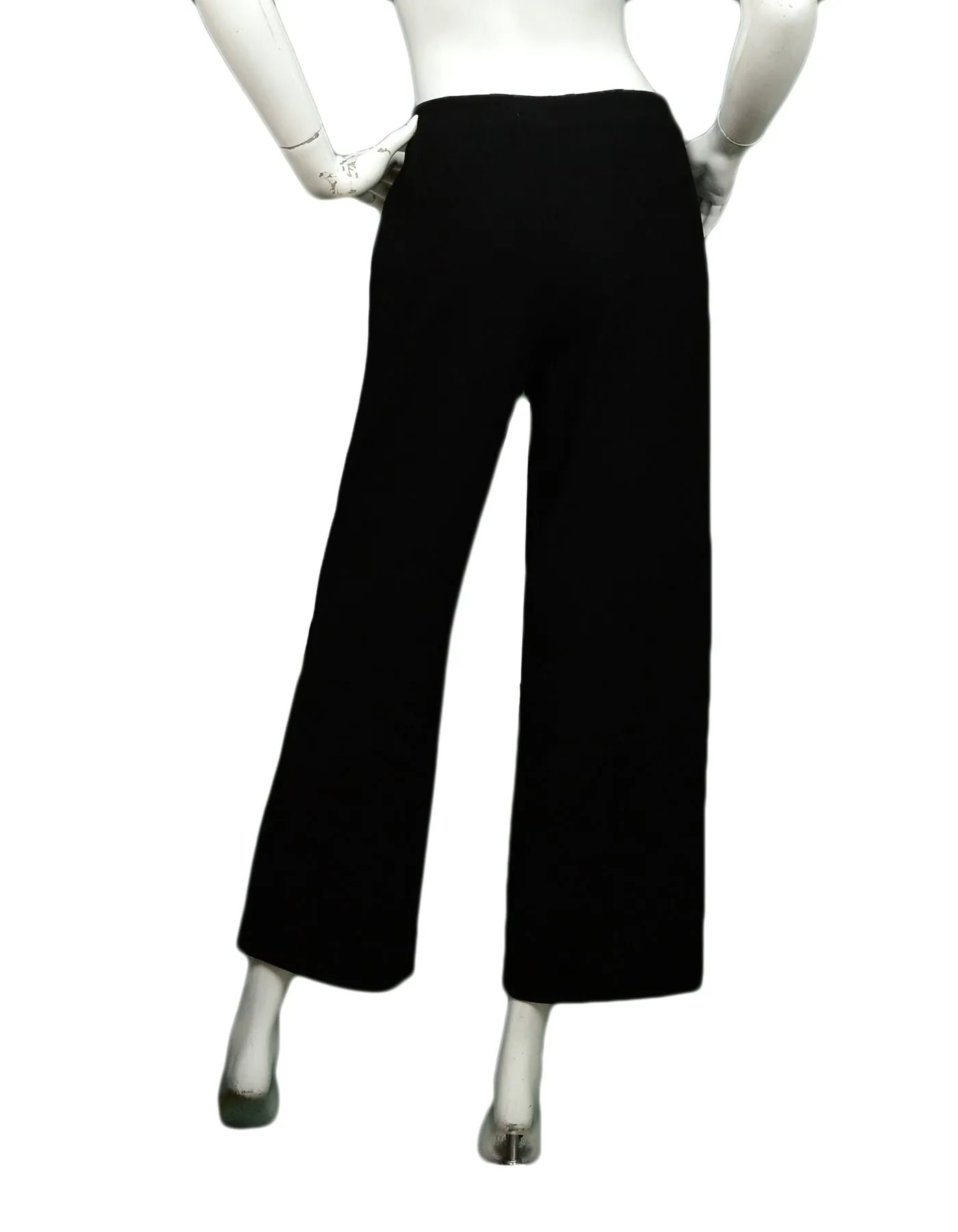 Chanel Vintage Black Wool Sailor Pants w/ 9 CC Buttons sz 34