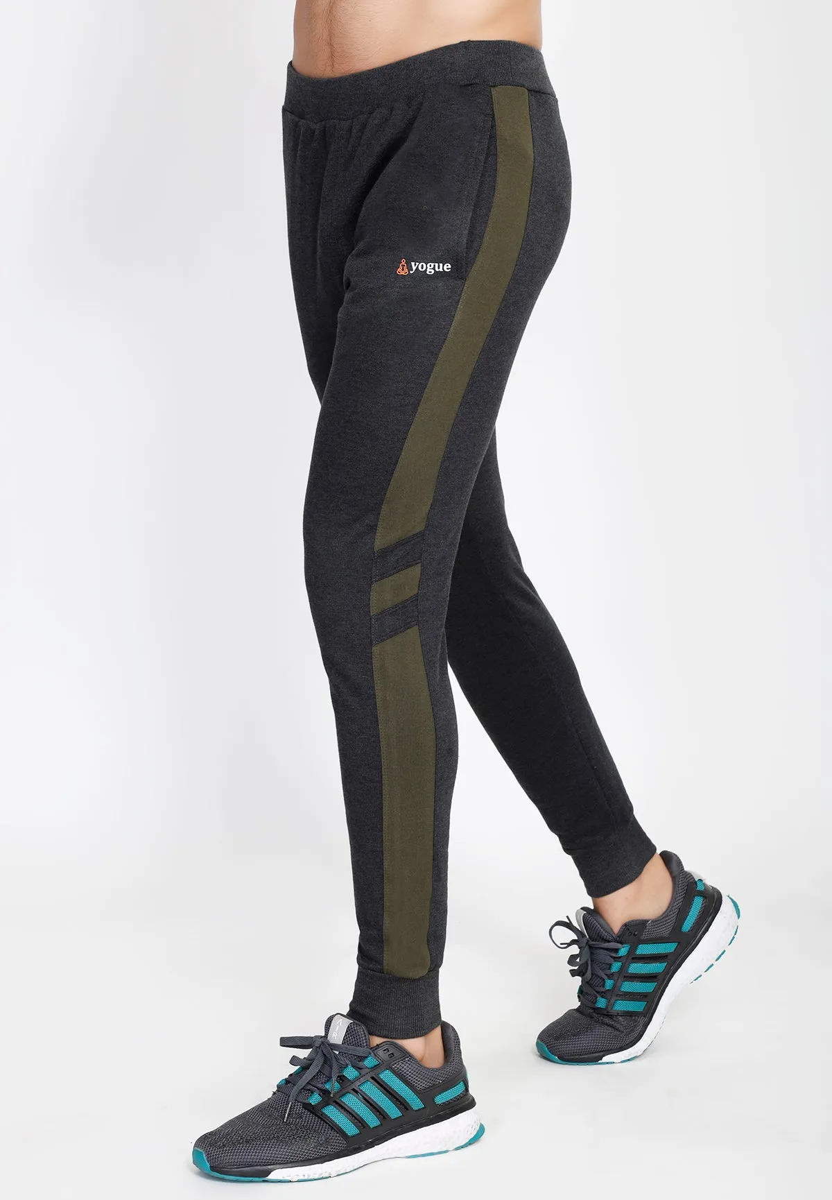 Charcoal Hooded Tracksuit with Millitary Green Contrast