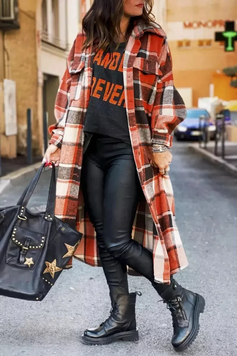 Chicindress Lapel Plaid Coat Tops