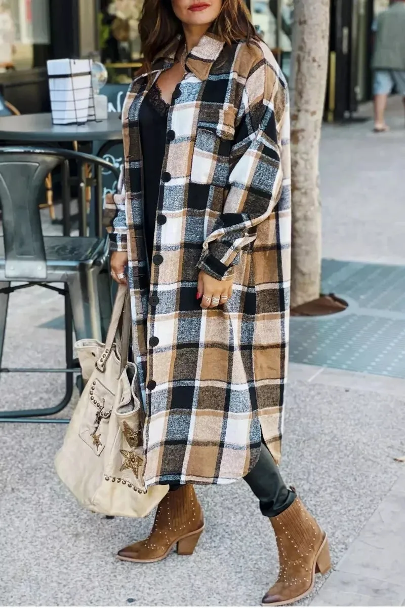 Chicindress Lapel Plaid Coat Tops