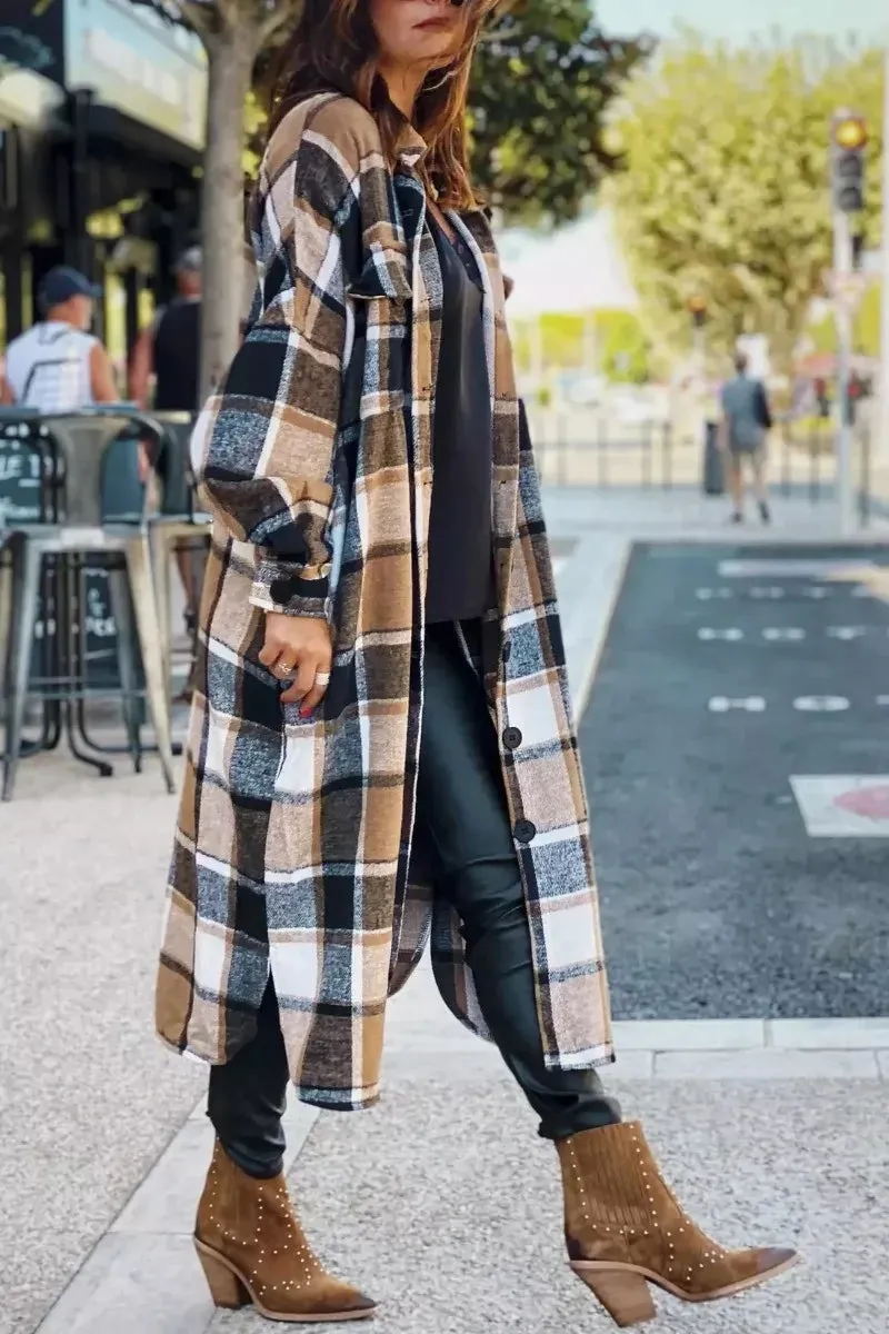 Chicindress Lapel Plaid Coat Tops