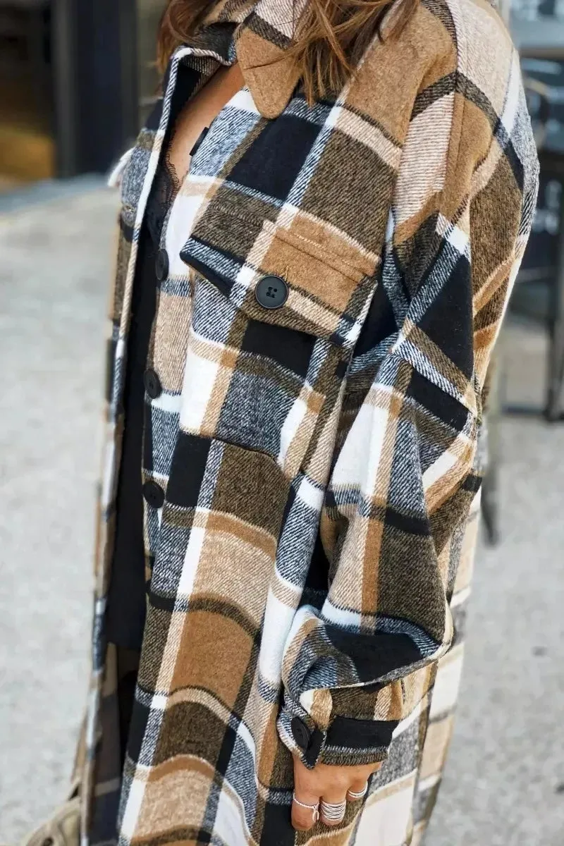 Chicindress Lapel Plaid Coat Tops