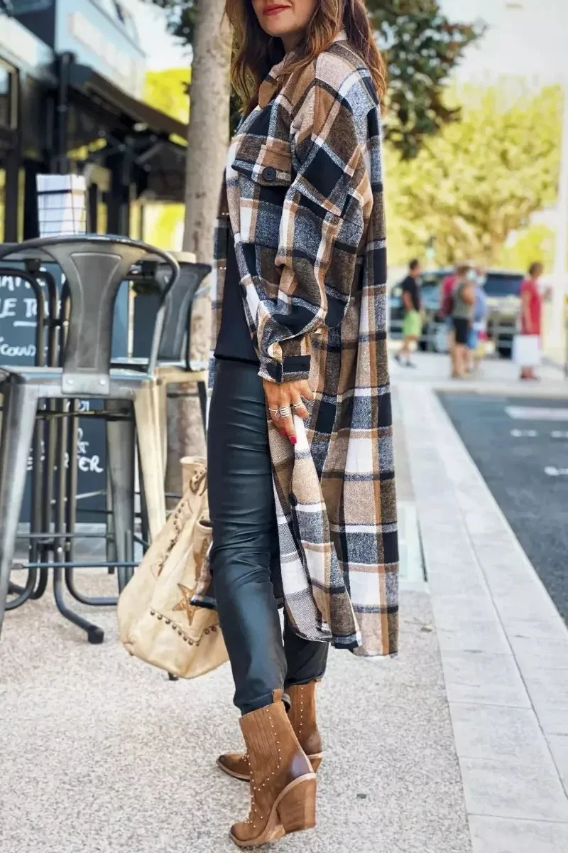 Chicindress Lapel Plaid Coat Tops
